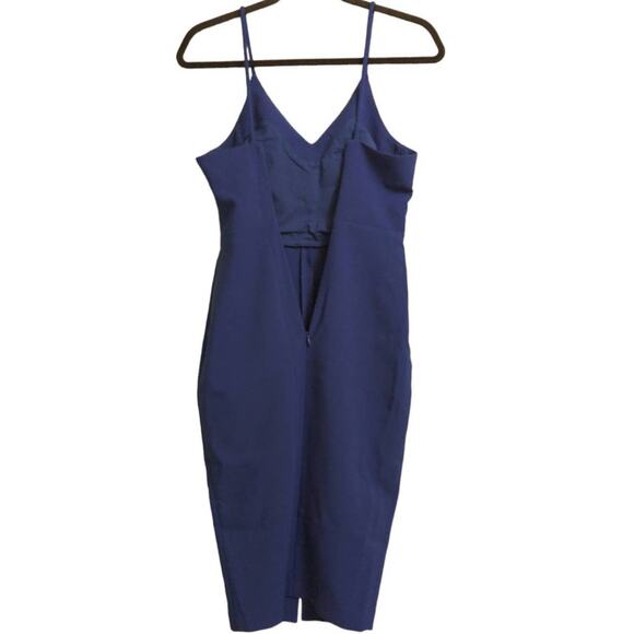 Likely Brooklyn Midi Dress Blue Stretch V Neck Sleeveless Slit Party 00 New - Picture 6 of 13